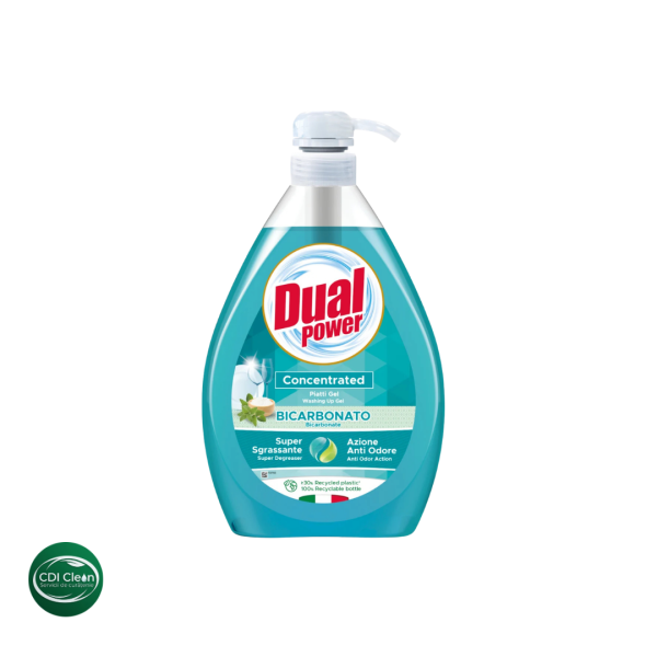 Detergent Vase Dual Power cu Bicarbonat – 1 litru – (Detergent pentru vase cu acțiune degresantă și formulă inspirată din ingrediente naturale)