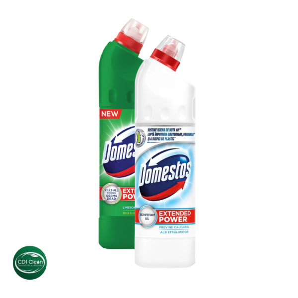 Înălbitor pentru WC Domestos – 750 ml - (Soluție pentru igienizarea toaletei, cu efect dezinfectant și îndepărtarea petelor și mirosurilor)